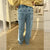 Spring Fashion Patchwork Denim Flared Trousers