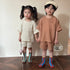 Summer Children Cotton Yarn Soft Solid Color Clothes Sets