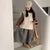 Spring 3Pcs Clothes Sets Cotton Coffee Tee Beige Waistcoat And Plaid Skirt Loose Outfits