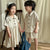 Summer Linen Solid Color Siblings Clothes Boys Clothes Set Girls Loose Dresses
