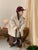 Letters Embroidery Quilted Turn Down Collar Thick Coat