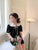Doll Collar White & Black Contrasting Color Dress
