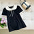 Doll Collar White & Black Contrasting Color Dress
