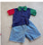 Family Matching Contrast Color Turn Down Collar Polo Shirt & Dress