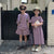Siblings Purple Striped Top & Shorts Set / Loose Dress