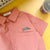 Pink Letters Embroidery Turn Down Collar Short Sleeve Shirt