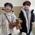 Winter Children Fashion Sunday Angora Yarns Lining Hooded Long Jackets Parkas