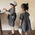 Summer Children Siblings Plaid Clothes Boys Tee And Shorts Girls Puff Sleeve Dress