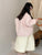Pink Floral Lace Up Thick Loose Padded Jacket