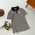 Cartoon Bear Embroidery Thin Striped Short Sleeve Dress