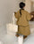 Solid Color Quilted Thick Coat & Skirt 2 Piece Set