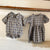 Summer Children Siblings Plaid Clothes Boys Tee And Shorts Girls Puff Sleeve Dress
