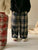 Checkered Wide Leg Woolen Trousers