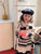 Siblings Knitted Striped Turn Down Collar Sweater / Loose Casual Knitted Dress