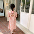 Pink Floral Backless Casual Cotton Dress
