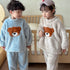 Bear Embroidery Flannel Thick Pullover Trousers 2 Piece Set