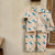 Geometric Printing Pajama Long Sleeve Top & Pants 2 Piece Set
