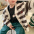 Embroidery Striped Loose Knitwear Cardigan