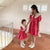 Mommy And Daughter All Match Solid Color Turn Down Collar Princess Dress