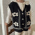 All Match Floral Knitted Sleeveless Loose Cardigan