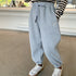 Heart Embroidery Drawstring Thick Fleece Sweatpants