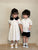 Siblings Dot Short Sleeve Shirt & Casual Turn Down Dress Sets