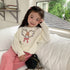 Cartoon Bear Embroidery Knitted Round Collar Pullover