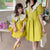 Mommy And Daughter All Match Solid Color Turn Down Collar Princess Dress