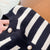 Pearl Clasp Striped Yarn Knitted Cardigan