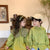 Sister & Brother Green Big Floral Turn Down Collar Dress / Long Sleeve Shirt