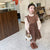 Soft Mesh Thin Long Sleeve Shirt & Coffee Fairy Dress Set