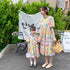 Mummy & Daughter Short Sleeve Loose Casual Colorful Dress